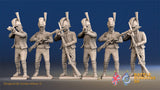 Spanish light infantry Cazadores loading and firing in sandals