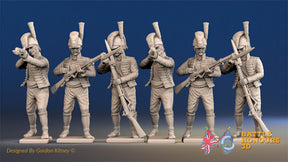 Spanish light infantry Cazadores loading and firing in sandals