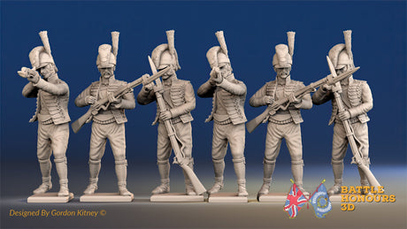 Spanish light infantry Cazadores loading and firing in sandals