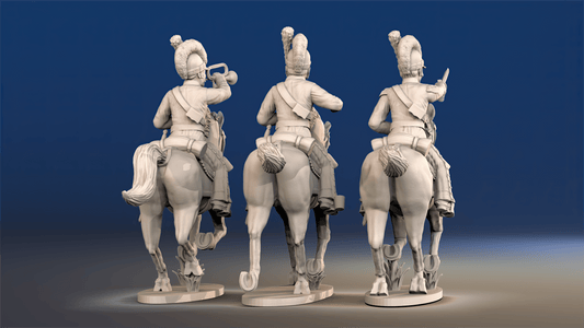 Spanish cavalry Tarleton helmet galloping command rear view