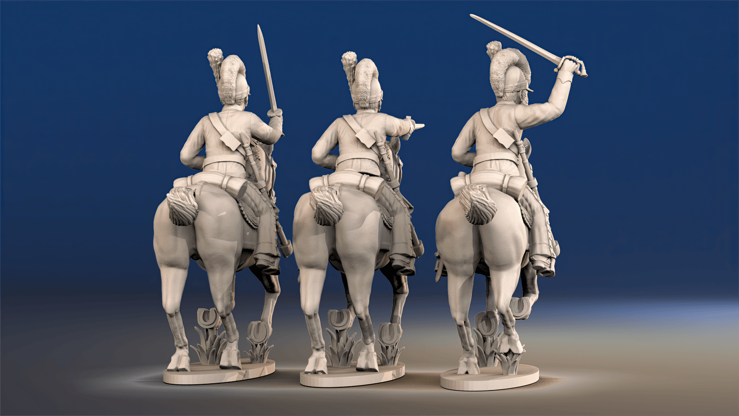 Spanish cavalry Tarleton helmet galloping rear view