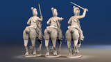 Spanish cavalry Tarleton helmet galloping rear view