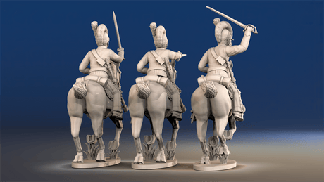 Spanish cavalry Tarleton helmet galloping rear view