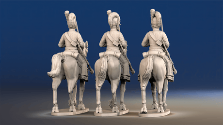 Spanish cavalry Tarleton helmet trotting rear view