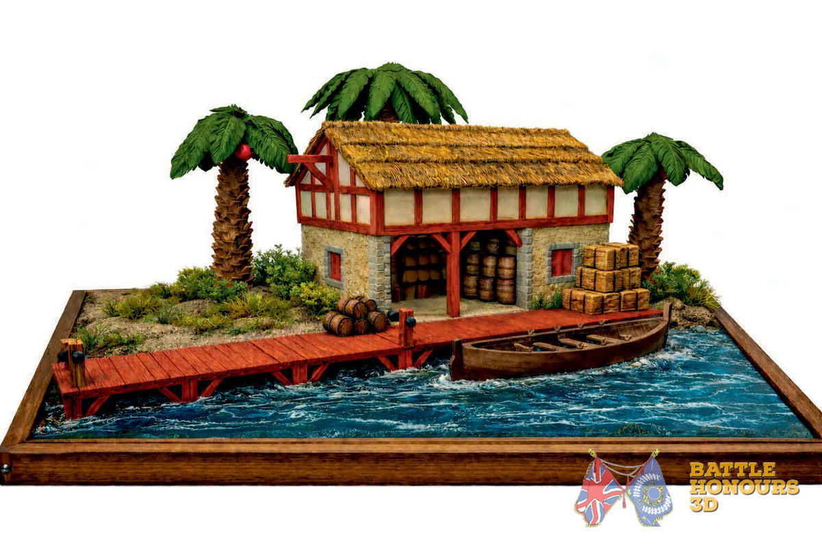 Colonial Caribbean storehouse terrain model graphic