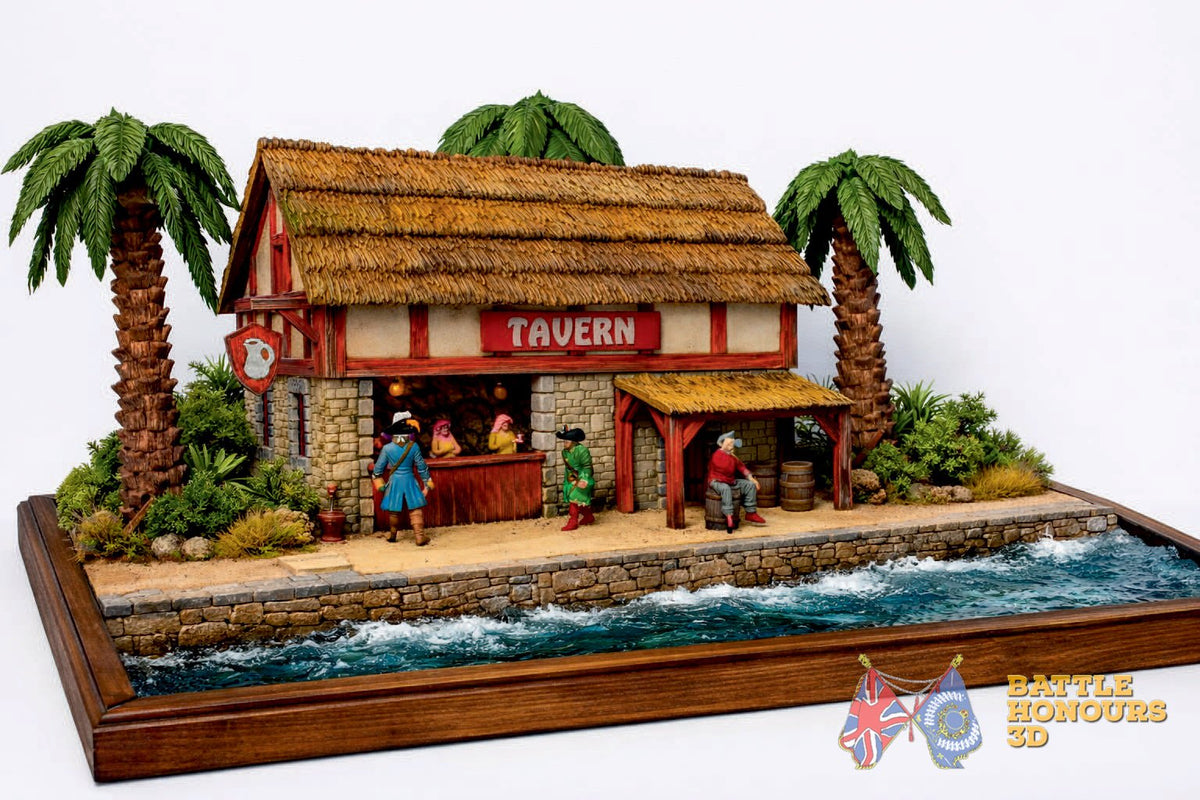 Colonial Caribbean tavern terrain model graphic