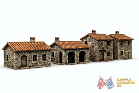 Colonial Caribbean townhouses terrain model graphic