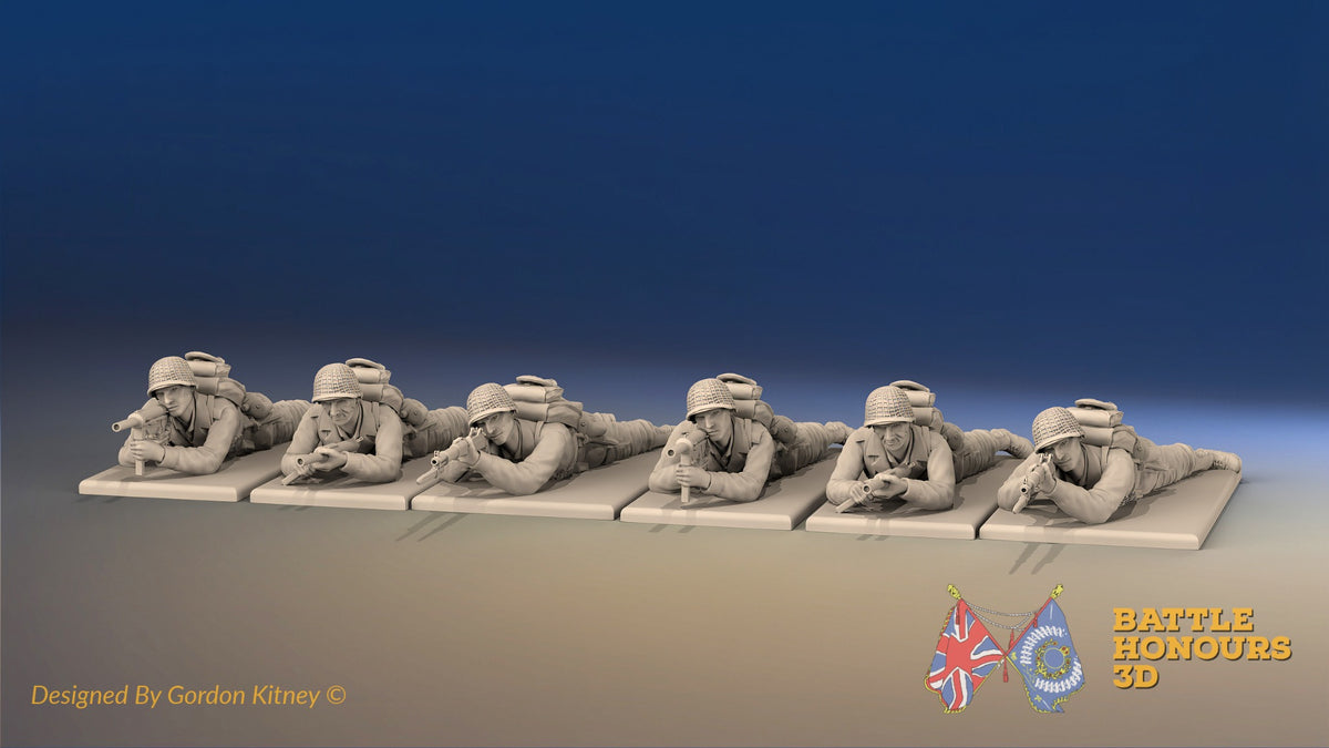 WW2 US Infantry Prone miniature figures front view