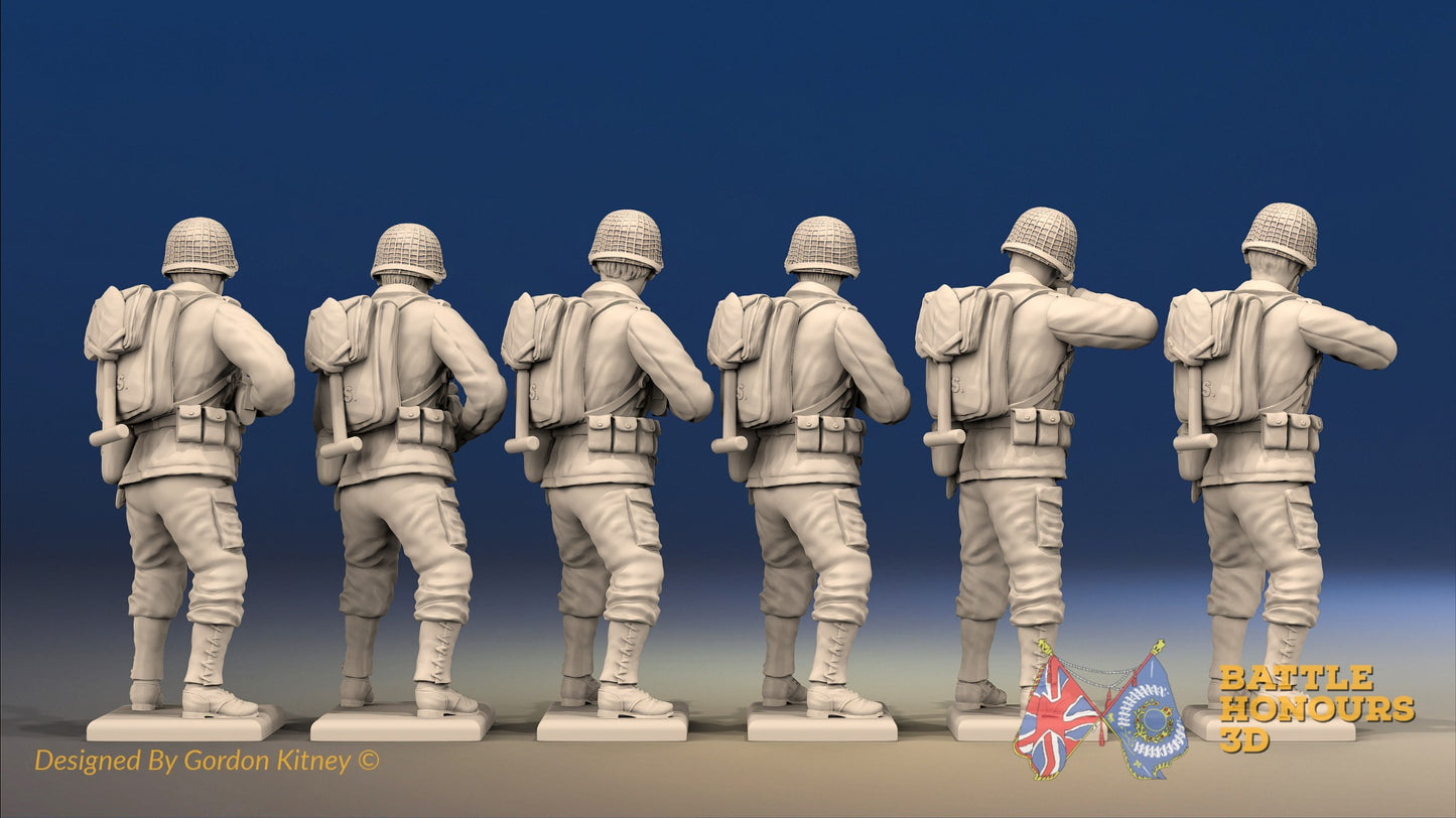 WW2 US Infantry Standing Firing miniature figures rear view