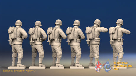 WW2 US Infantry Standing Firing miniature figures rear view