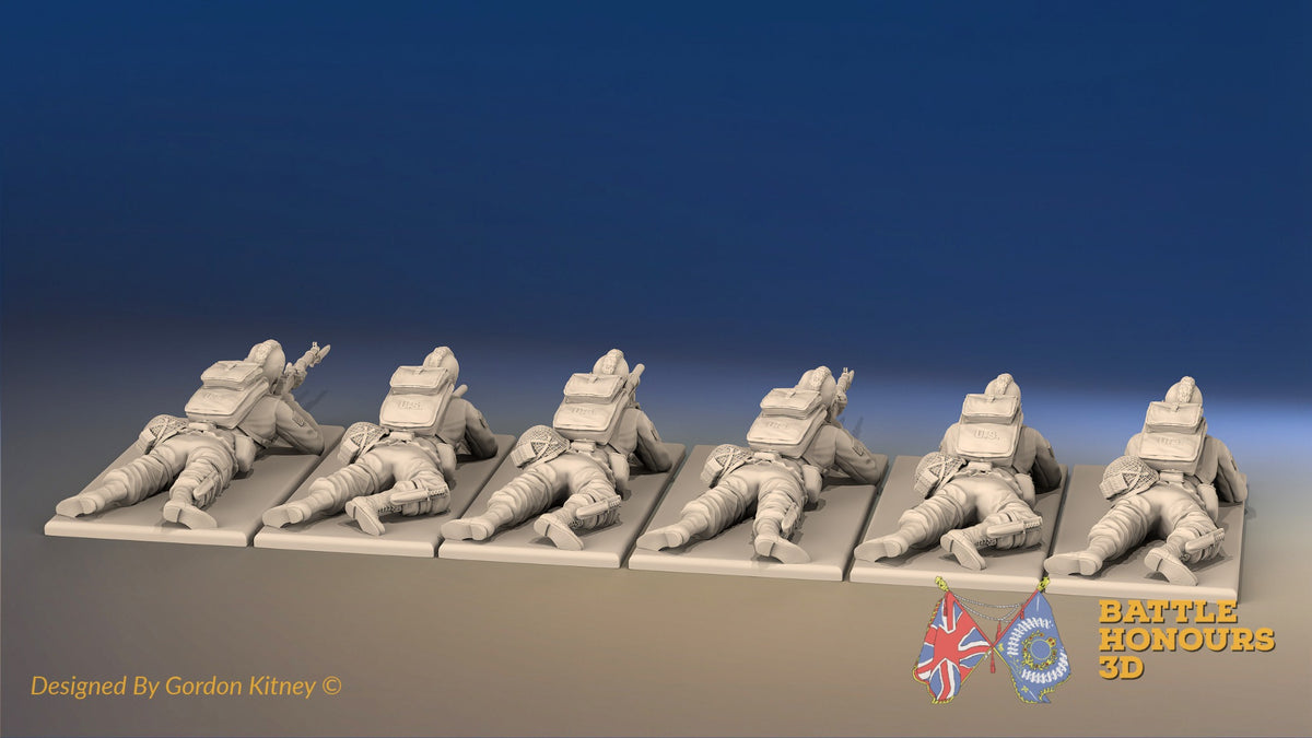 WW2 US Paratroopers Mohawk Prone miniature figures rear view