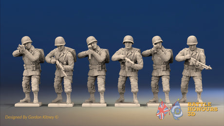 WW2 US Paratroopers Without Field Dressing Standing Firing miniature figures front view