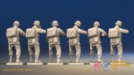 WW2 US Paratroopers Without Field Dressing Standing Firing miniature figures rear view