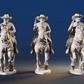 American Civil War Union cavalry galloping in sack coats with pistols rear view