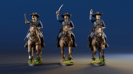 Union cavalry galloping sack coat with sword painted alternate view