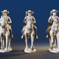 American Civil War Union cavalry trotting in sack coats with swords rear view