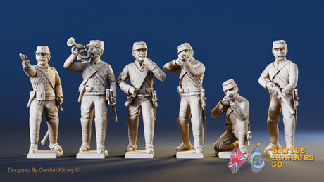 Union dismounted standing firing command in shell jackets and kepis