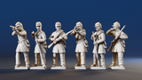American Civil War Union firing line infantry in frock coats and forage caps rear view