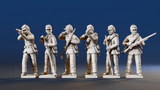 American Civil War Union firing line infantry in shell jackets and forage caps rear view