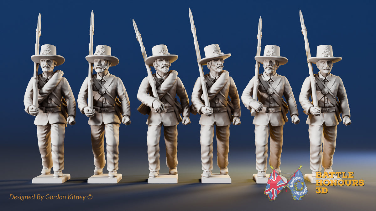 Union right shoulder shift marching infantry in Hardee hats, variant 1