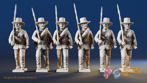 Union right shoulder shift marching infantry in Hardee hats, variant 2