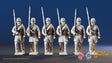 Union right shoulder shift marching infantry in sack coats and forage caps
