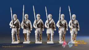 Union right shoulder shift marching infantry in sack coats and forage caps
