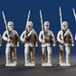 American Civil War Union right shoulder shift infantry in sackcloth coats and forage caps rear view