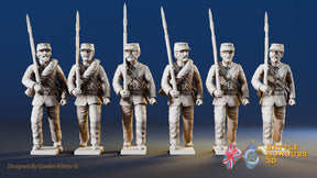 Union right shoulder shift marching infantry in sack coats and kepis, variant 2