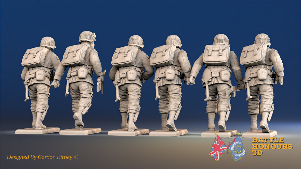 US Airborne BAR team advancing rear view
