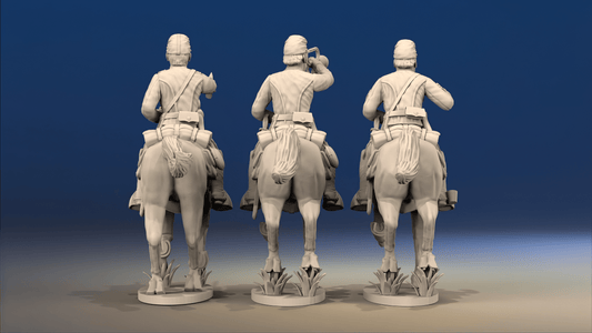 Union cavalry galloping shell jacket command with sword rear view