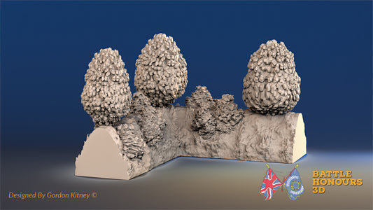 Hedgerow Corner Terrain Set – Thin Bush (Bocage, Normandy) (WW2)