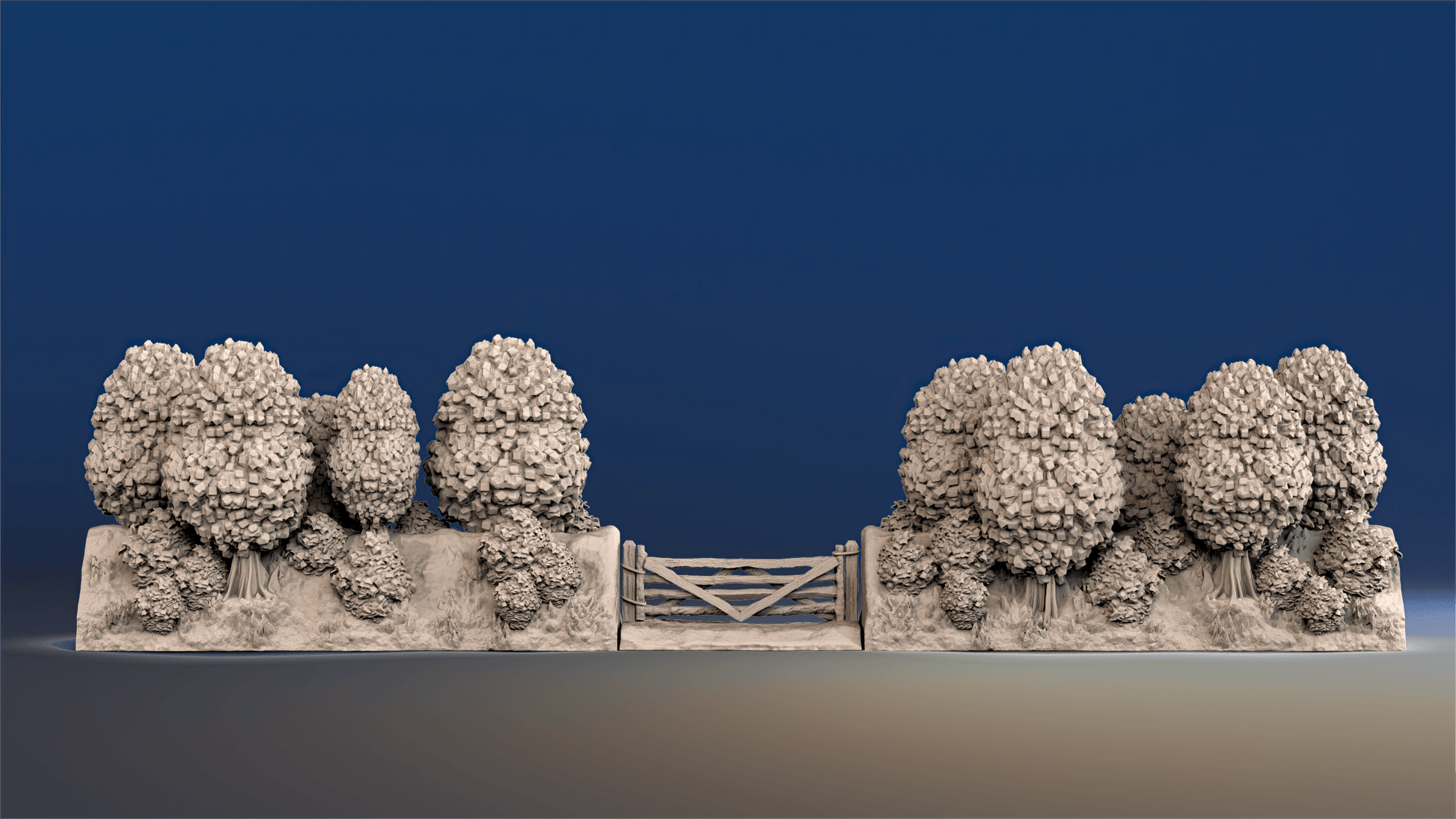 WW2 Normandy thick bush bocage hedgerow gate alternate render
