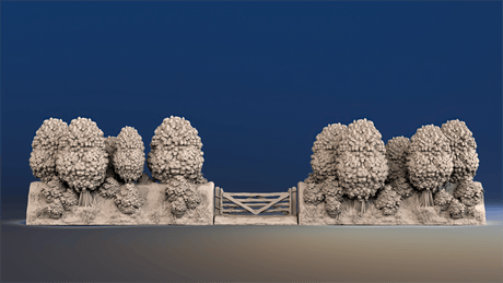 WW2 Normandy thick bush bocage hedgerow gate alternate render
