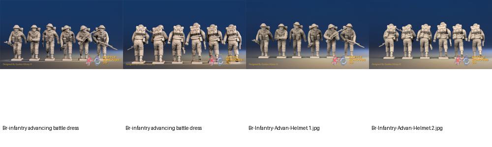 WW2 Canadian Battledress Advancing miniature figures rear view