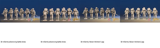 Canadian Battledress Advancing miniature figures rear view test