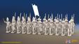 Napoleonic Spanish 1st Battalion Line Infantry March Attack - With Backpacks - 24 figures, front view