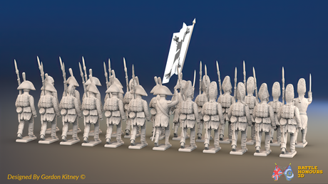 Napoleonic Spanish 1st Battalion Line Infantry March Attack - With Backpacks - 24 figures, rear view