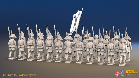 Napoleonic Spanish 2nd/3rd Battalion Line Infantry March Attack - With Backpacks - 24 figures, rear view