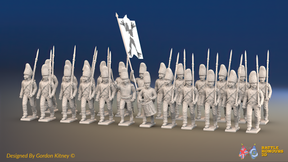 Napoleonic Spanish Grenadier Battalion March Attack - No Backpacks - 24 figures, front view