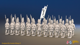 Napoleonic Spanish Grenadier Battalion March Attack - No Backpacks - 24 figures, rear view