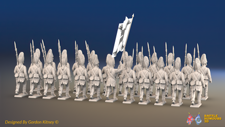 Napoleonic Spanish Grenadier Battalion March Attack - No Backpacks - 24 figures, rear view