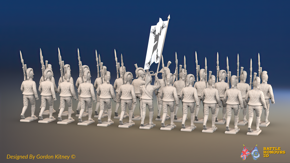 Napoleonic Spanish Cazadores Battalion March Attack - Gaiters - 24 figures, rear view