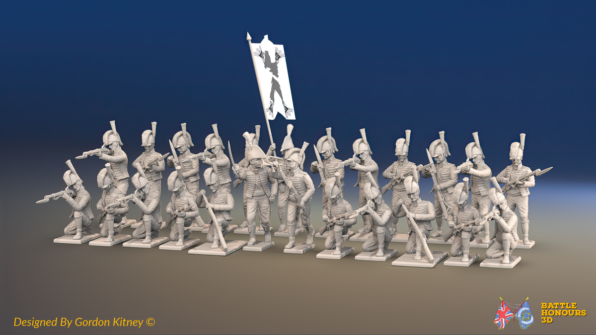 Napoleonic Spanish Cazadores Battalion Firing Line - Sandals - 24 figures, front view
