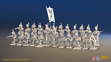 Napoleonic Spanish Cazadores Battalion Firing Line - Sandals - 24 figures, front view