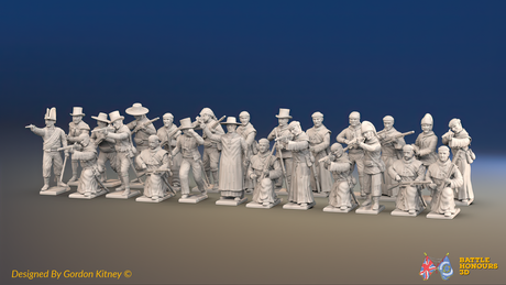 Peninsular War Spanish Guerrilla Battalion Firing Line - With Monks - 24 figures, front view