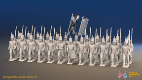 Napoleonic Portuguese Line Infantry Battalion March Attack - With Backpacks - 24 figures, front view
