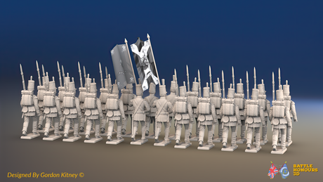 Napoleonic Portuguese Line Infantry Battalion March Attack - With Backpacks - 24 figures, rear view