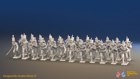 Napoleonic Portuguese 1st Caçadores Battalion Advancing - With Backpacks - 24 figures, front view