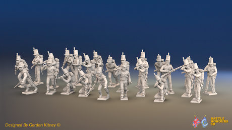 Napoleonic Portuguese 1st Caçadores Battalion Skirmishing - With Backpacks - 24 figures, front view